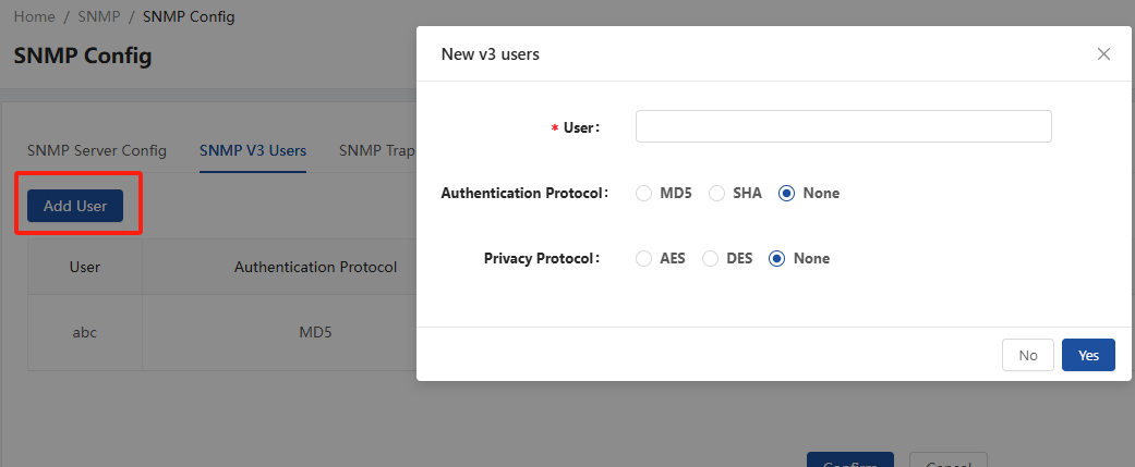 Creating SNMP V3 Users