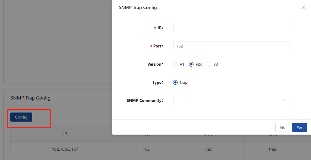 SNMP Trap related configuration