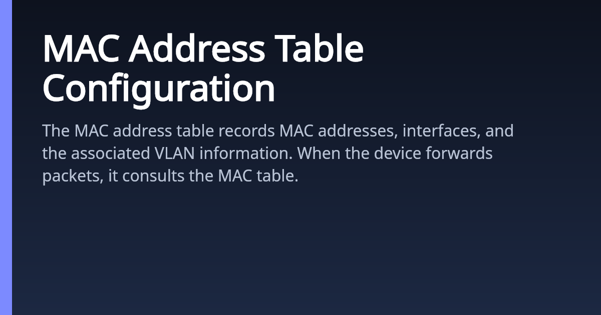 MAC Address Table Configuration | AsterNOS