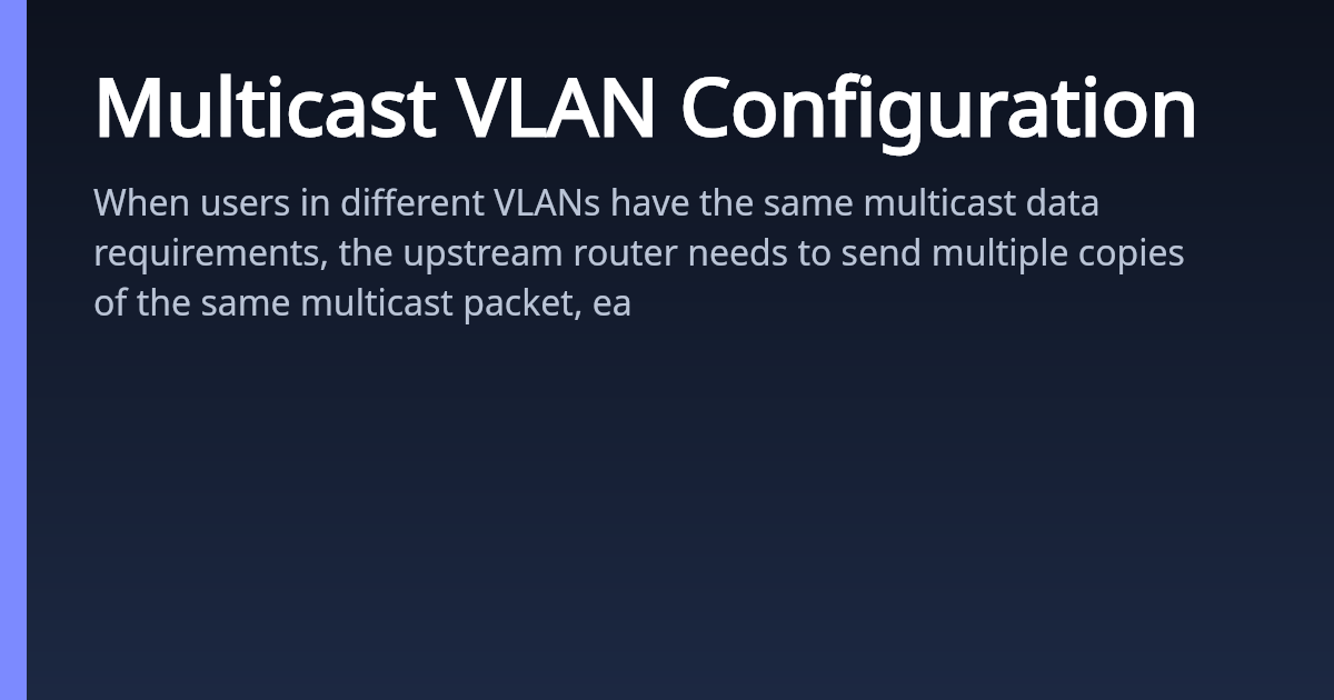 Multiple Configuration Coverage Multicast VLAN Configuration | AsterNOS