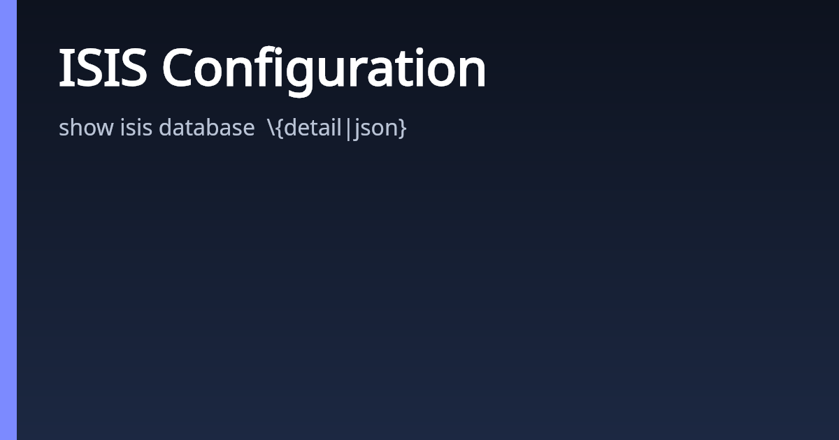 ISIS Configuration | AsterNOS