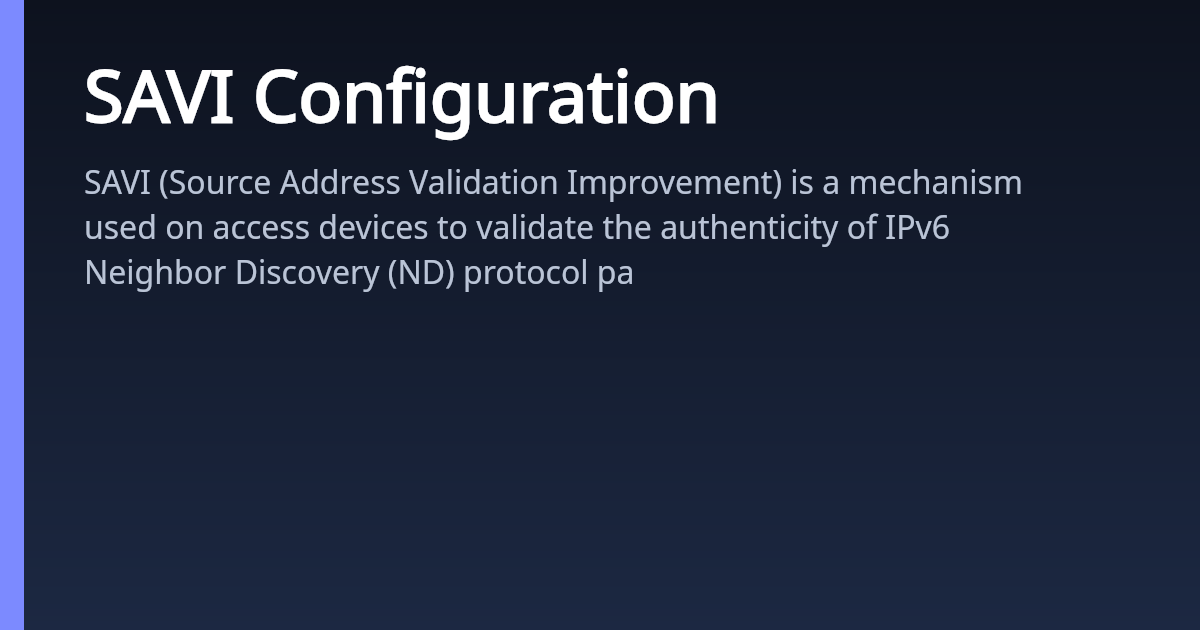 SAVI Configuration | AsterNOS