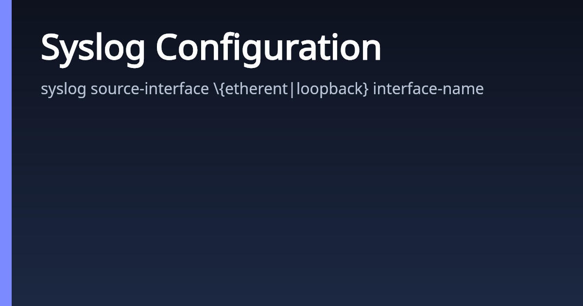 Syslog Configuration | AsterNOS