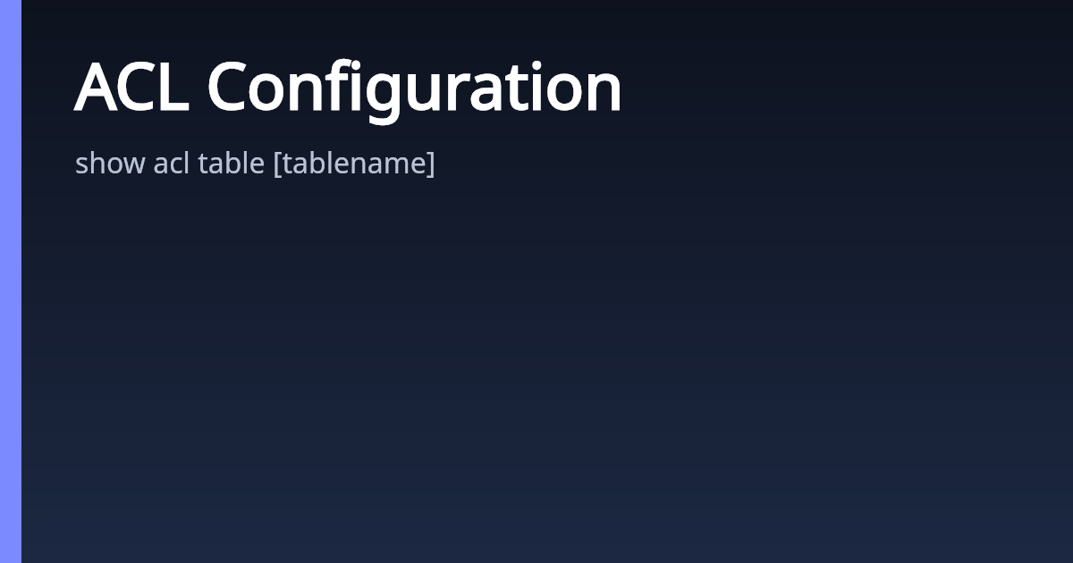 ACL Configuration | AsterNOS
