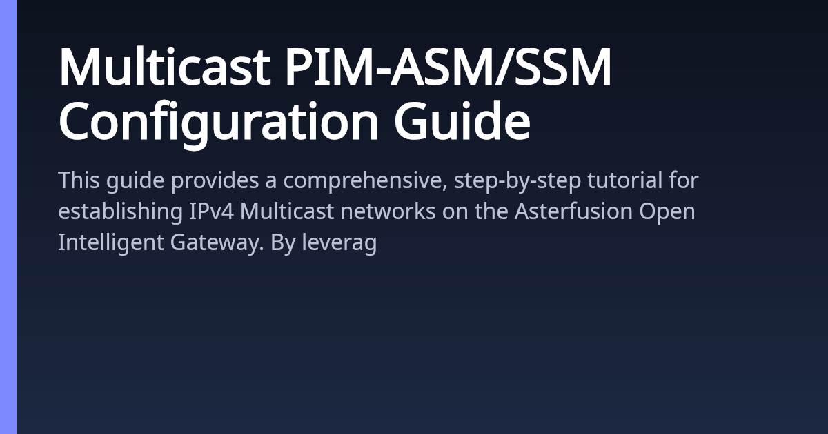 Multicast PIM-ASM/SSM Configuration Guide | AsterNOS